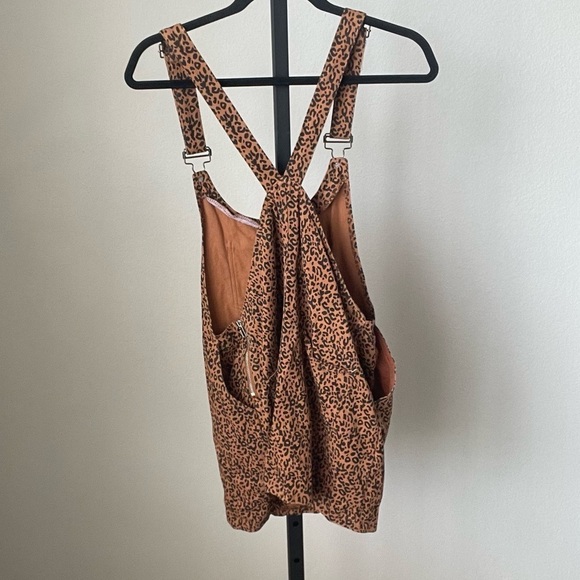 Forever 21 Brown Black Denim Leopard Print Overall Dress Size Medium - Picture 4 of 6